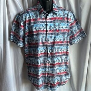 American Rag Men's Casual Button Down Shirt - Blue and Red